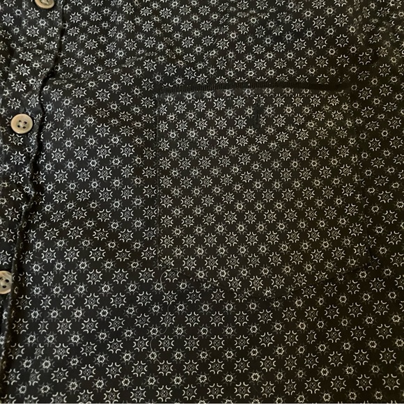 Paperdenim & Cloth Slim Fit Shirt Black White Geometric Short Sleeve Stretch - Picture 2 of 10